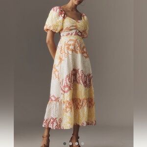 Anthropologie/English Factory eyelet lace tie back dress, NWT, sz Large